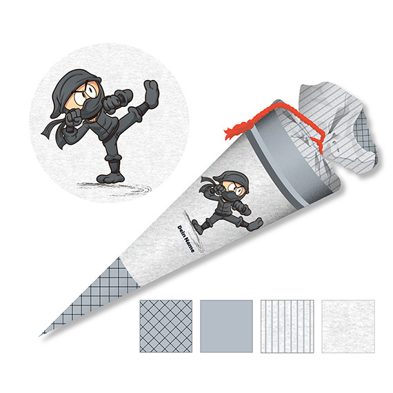 DIY-Nähset Schultüte - Ninja - Grau - zum selber Nähen