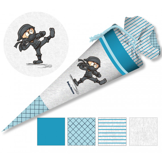 DIY-Nähset Schultüte - Ninja - Blau - zum selber Nähen