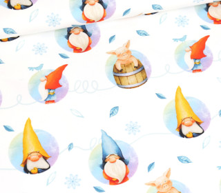Sommersweat - Gnomes - Tomte Und Pepples - Bubbles - Kombistoff - Weihnachten - Weiß - Bio Qualität - abby and me