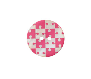 1 Perlmuttknopf - Rund - 23mm - 2-Loch - Puzzle - Pink