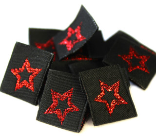 1 Label - Stern - Star - Schwarz/Rot