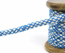 1m Hoodieband - Baumwollkordel - 8 mm - Netz - Blau/Naturweiß