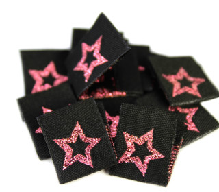 1 Label - Sterne - Star - Schwarz/Pink