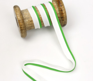 1 Meter Paspelband Duo - Doppelpaspelband - Weiß/Grasgrün