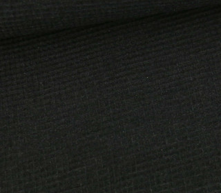 Waffel Piqué - Baumwolle - Meliert - Schwarz