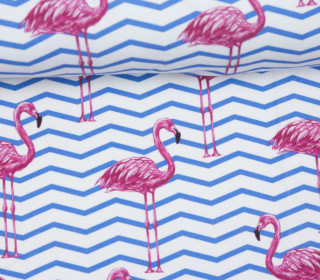 Sommersweat - Chevron Flamingos - weiß - blau - abby and me