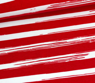 Rib - Painted Stripes - Rot - Bündchenstoff