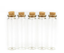 5 Reagenzgläser mit Flachboden & Korken - 2,2cm Ø x 8,0cm - z.B. als Vase für Reagenzglashalter - vielfältig nutzbar