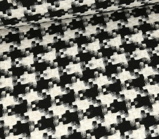 Mantelstoff - Gewebt - Recycelt - Grafisches Muster - Schwarz/Weiß