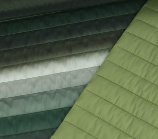 Steppstoff - Stepper - Leicht Glänzend - Wattiert - Querstreifen - Farbverlauf - Grün/Maigrün
