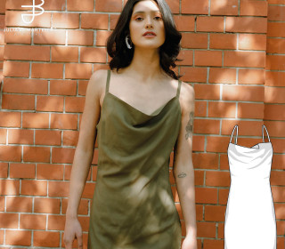 eBook JULIANA MARTEJEVS Kleid mit Wasserfallkragen