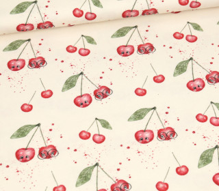 Modal Jersey - Funny Cherries - Creme - abby and me