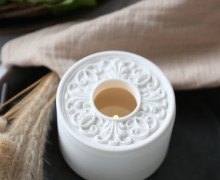 Silikon - Gießform - Deckel für Teelichthalter - rund - Stuckornamente - vielfältig nutzbar