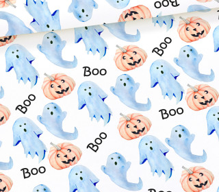 Jersey - Spooky Boo - Ghosts and Pumpkins - Blau - Weiß - Halloween - Bio Qualität - abby and me