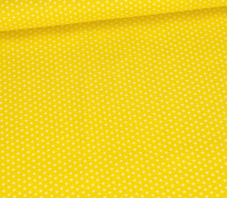 Baumwolle - Webware - Popelin - Bedruckt - Mini-Sternchen - Symmetrisch - Gelb