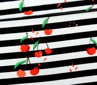 Canvas - Cherry Stripes - schwarz/weiß - Verena Münstermann - abby and me