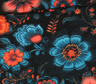 Softshell - Fleece - Colorful Flowers - Stickspaß - Schwarzblau - abby and amy
