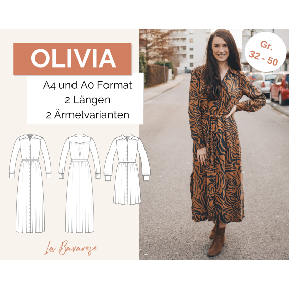 Hemdblusenkleid Olivia, PDF Schnittmuster Gr. 32 bis 50