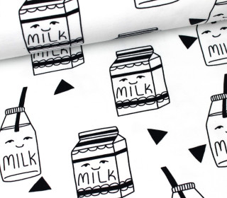 Sweat - We Love Milk - Bio Qualität - Andrea Lauren - Weiß (Mengeneinheit: 0,5m)