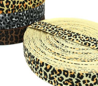 1m Gummiband - elastisch - Leopard - 40mm - Wildlife - Mattgelb/Orange