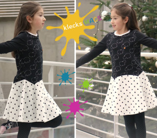 PDF Sewing Pattern for Girls’ Dress with Straight or Trumpet Sleeves - *Bluebell* by klecksMACS