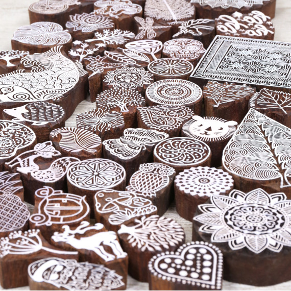 Stempel - Original Textilstempel - Indischer Holzstempel - Stoffdruck -  Mandala - Blume - Groß