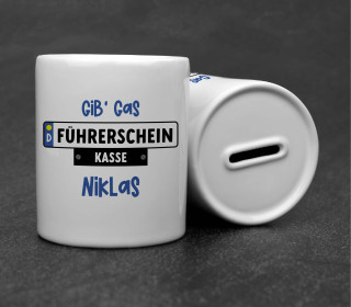 Keramik-Spardose - Führerschein Kasse