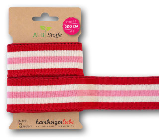 Streifenband - Stripe Me - College - 5 Stripes - Hand On Heart - Multi - Hamburger Liebe - Dunkelrot/Rosa/Warmweiß