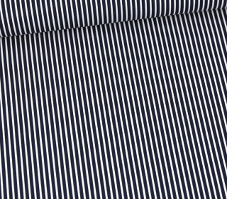 Baumwolle - Webware - Stripe - Weiß/Stahlblau
