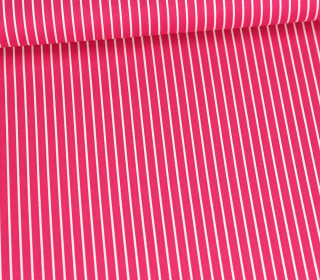 Baumwolle - Webware - Popelin - Bedruckt - Schmale Streifen - Pink