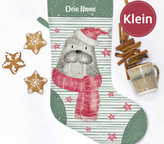 DIY-Nähset - Nikolaussocke - KLEIN - Softshell - Weihnachtswalross - Treeebird