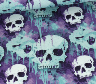 French Terry - Purple Skulls - Lila