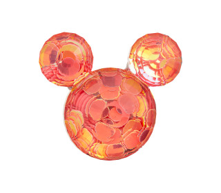 1 Polyesterknopf - 20mm - Öse - Kinder - Maus - Kristalloptik - Pink Transparent