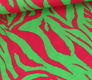 Viskose - Blusenstoff - Animal Print - Zebra - Grün/Magenta