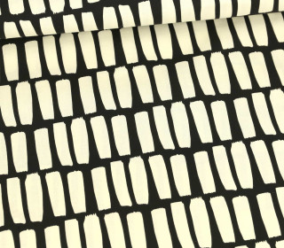 Beschichtete Baumwolle - Shapes - Stripes - Schwarz/Warmweiß