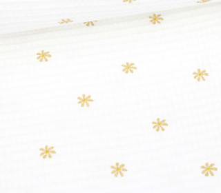 Waffel Piqué - Baumwolle - Bedruckt - Gänseblümchen - Weiß