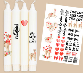 DIN A4 - Tattoofolie - Lovely Lamaka - Valentinstag - für Kerzen / Keramik