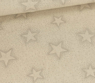 Half Panama Premium -  Baumwolle - Stars - Weihnachten - Beige