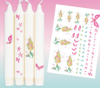 DIN A4 - Tattoofolie - Blumen Nixe - Adoringly Dzio - für Kerzen / Keramik