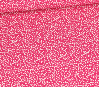 Baumwolle - Webware - Popelin - Bedruckt - Mini-Blätterzweige - Pink