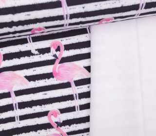 Softshell - Fleece - Summer Stripes - Flamingo Stripes - Streifen - Schwarz/Weiß