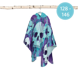DIY-Nähset - Halloween Schauerponcho - Purple Skulls - Größe 128 - 146 - Outdoorstoff - abby and amy