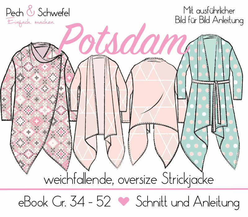 Ebook - Cardigan Potsdam für Damen (in A4 und A0) Gr. 34 - 52 von Pech und Schwefel