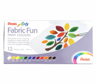 12 Stofffarben Für Textilien - In Tuben - 6ml - Fabric Fun - Pentel Arts