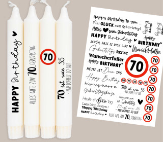 DIN A4 - Tattoofolie - Geburtstag - 70 - für Kerzen / Keramik