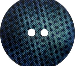1 Polyesterknopf - Rund - 23mm - 2-Loch - 3D Effekt - Blau