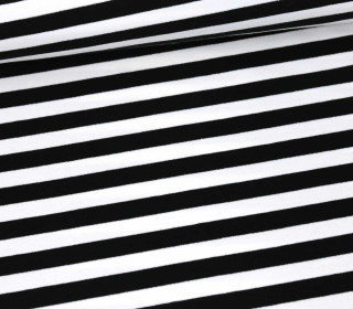 Sommersweat - French Terry - 1cm breite Streifen - Weiß/Schwarz