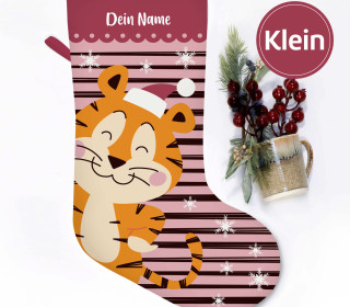 DIY-Nähset - Nikolaussocke - KLEIN - Softshell - Warm Winter Wishes - Tiger - Streifen/Rosa