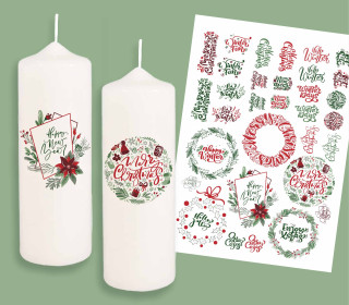 DIN A4 - Tattoofolie - Christmas Sayings - für Kerzen / Stumpenkerzen / Keramik - Weihnachten