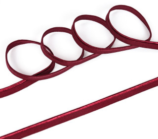 1 Meter elastisches Paspelband/Biesenband - Matt mit Glanzkante - Weinrot